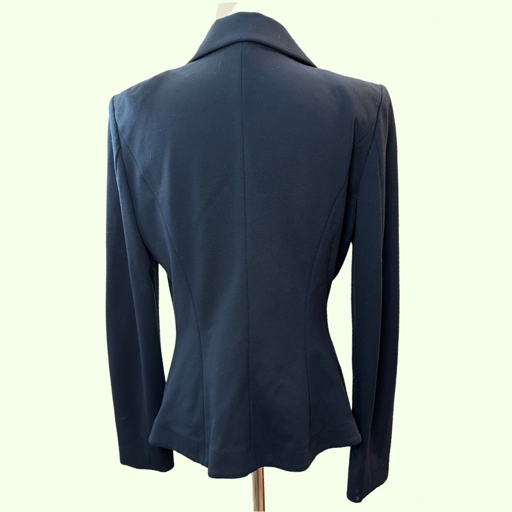 Emporio Armani Black Ruffled Navy Blazer Size 10 - Picture 4 of 6